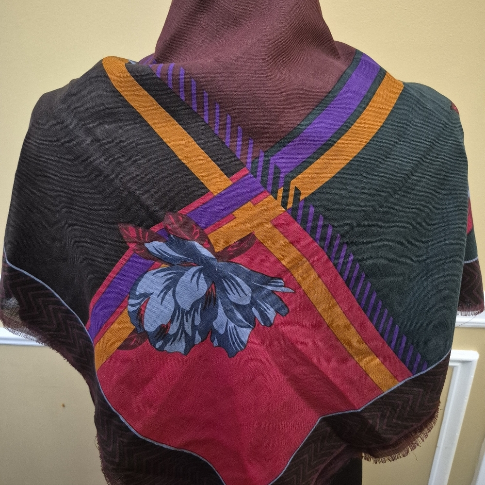 Christain Dior Colorful Patterned 37"x37" Scarf - Picture 7 of 8